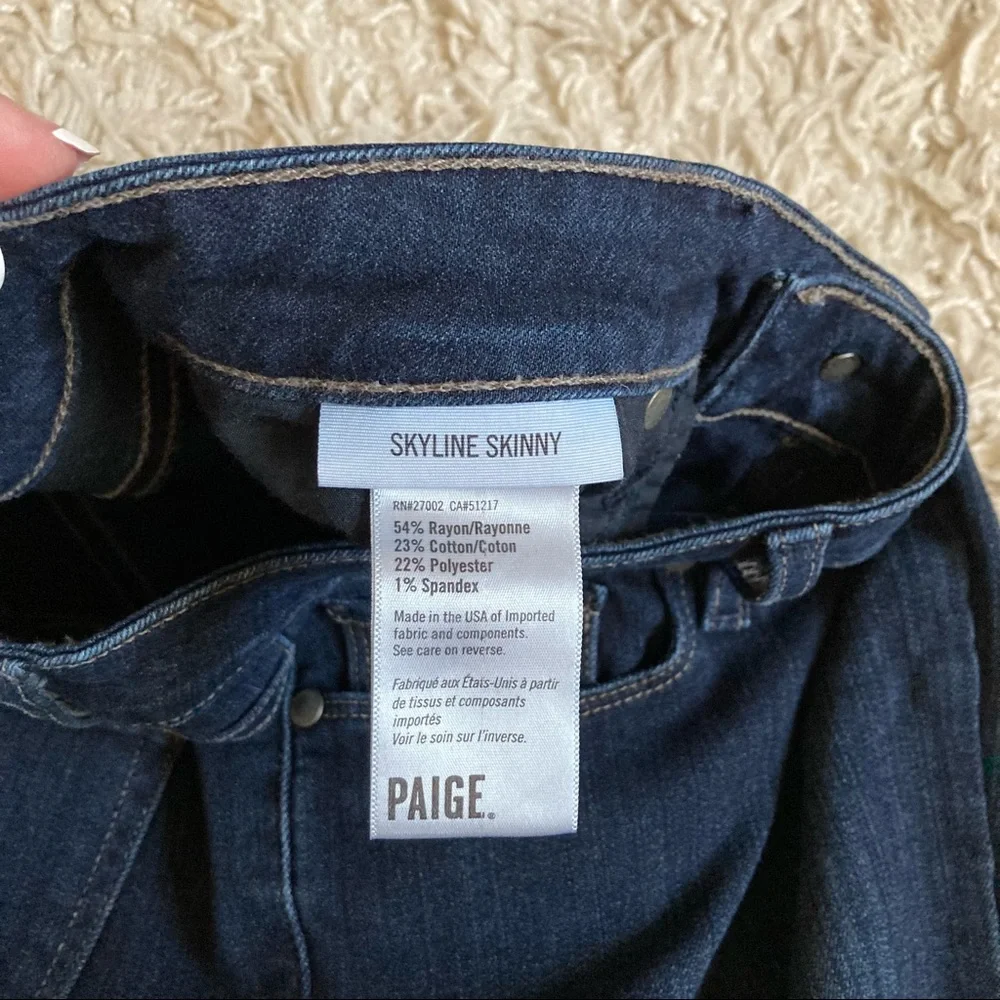 PAIGE Skyline Skinny Mona Dark Wash Mid Rise Blue Jeans Size 27 in EUC_10